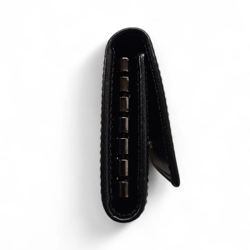 Gucci Tom Ford Era Six Ring Key Holder Wallet In Black Leather And Dark Silver